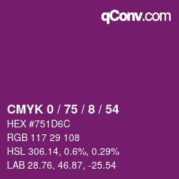 カラーコード: CMYK 0 / 75 / 8 / 54 | qconv.com