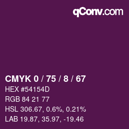 カラーコード: CMYK 0 / 75 / 8 / 67 | qconv.com
