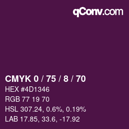 Color code: CMYK 0 / 75 / 8 / 70 | qconv.com