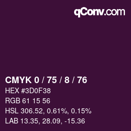 カラーコード: CMYK 0 / 75 / 8 / 76 | qconv.com