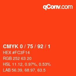 Color code: CMYK 0 / 75 / 92 / 1 | qconv.com
