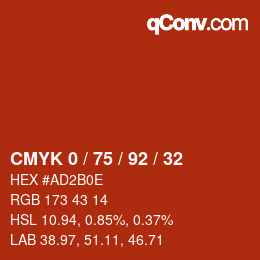 Color code: CMYK 0 / 75 / 92 / 32 | qconv.com