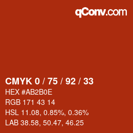 Color code: CMYK 0 / 75 / 92 / 33 | qconv.com