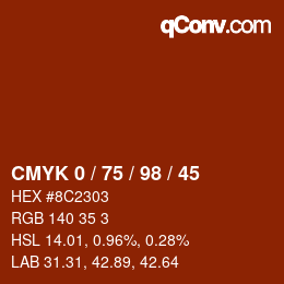 Color code: CMYK 0 / 75 / 98 / 45 | qconv.com