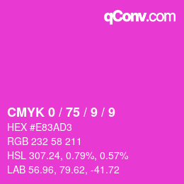 颜色代码: CMYK 0 / 75 / 9 / 9 | qconv.com