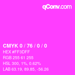 カラーコード: CMYK 0 / 76 / 0 / 0 | qconv.com