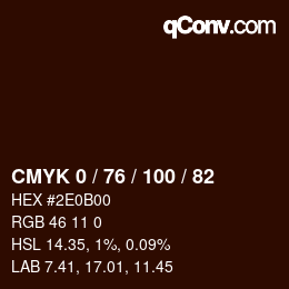 Code couleur: CMYK 0 / 76 / 100 / 82 | qconv.com
