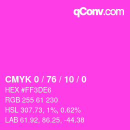 カラーコード: CMYK 0 / 76 / 10 / 0 | qconv.com