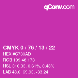 Color code: CMYK 0 / 76 / 13 / 22 | qconv.com