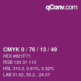 Color code: CMYK 0 / 76 / 13 / 49 | qconv.com