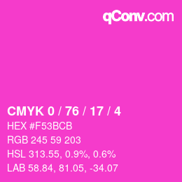 Color code: CMYK 0 / 76 / 17 / 4 | qconv.com