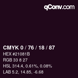 Color code: CMYK 0 / 76 / 18 / 87 | qconv.com