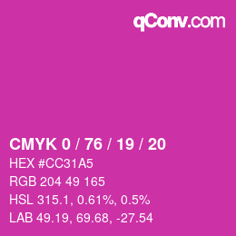 Color code: CMYK 0 / 76 / 19 / 20 | qconv.com