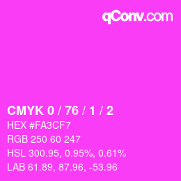 カラーコード: CMYK 0 / 76 / 1 / 2 | qconv.com