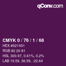 Farbcode: CMYK 0 / 76 / 1 / 68 | qconv.com