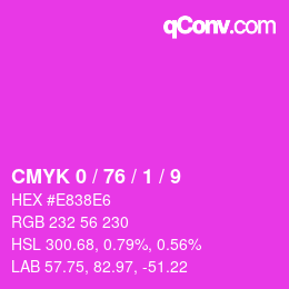 颜色代码: CMYK 0 / 76 / 1 / 9 | qconv.com