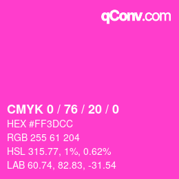 カラーコード: CMYK 0 / 76 / 20 / 0 | qconv.com