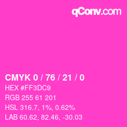 カラーコード: CMYK 0 / 76 / 21 / 0 | qconv.com