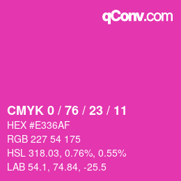 カラーコード: CMYK 0 / 76 / 23 / 11 | qconv.com