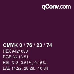 カラーコード: CMYK 0 / 76 / 23 / 74 | qconv.com