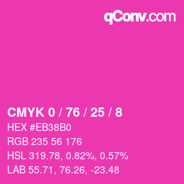 カラーコード: CMYK 0 / 76 / 25 / 8 | qconv.com