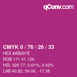 Color code: CMYK 0 / 76 / 26 / 33 | qconv.com