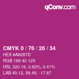 Color code: CMYK 0 / 76 / 26 / 34 | qconv.com