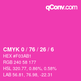 カラーコード: CMYK 0 / 76 / 26 / 6 | qconv.com