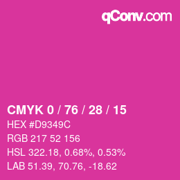 カラーコード: CMYK 0 / 76 / 28 / 15 | qconv.com