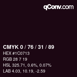 颜色代码: CMYK 0 / 76 / 31 / 89 | qconv.com