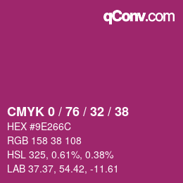 カラーコード: CMYK 0 / 76 / 32 / 38 | qconv.com
