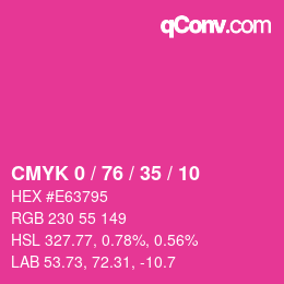 颜色代码: CMYK 0 / 76 / 35 / 10 | qconv.com