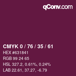 颜色代码: CMYK 0 / 76 / 35 / 61 | qconv.com