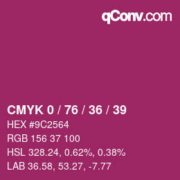 Farbcode: CMYK 0 / 76 / 36 / 39 | qconv.com