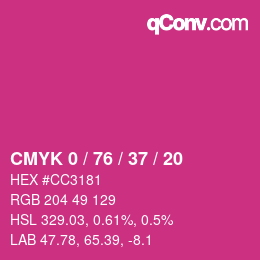 カラーコード: CMYK 0 / 76 / 37 / 20 | qconv.com