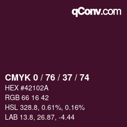 カラーコード: CMYK 0 / 76 / 37 / 74 | qconv.com