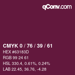 颜色代码: CMYK 0 / 76 / 39 / 61 | qconv.com