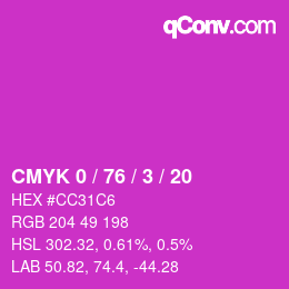 Color code: CMYK 0 / 76 / 3 / 20 | qconv.com