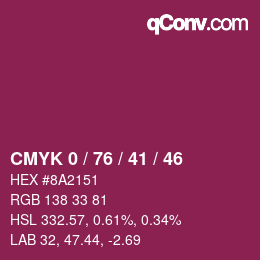 Color code: CMYK 0 / 76 / 41 / 46 | qconv.com