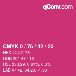 Color code: CMYK 0 / 76 / 42 / 20 | qconv.com