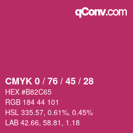 Farbcode: CMYK 0 / 76 / 45 / 28 | qconv.com