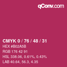 Farbcode: CMYK 0 / 76 / 48 / 31 | qconv.com