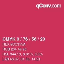 Color code: CMYK 0 / 76 / 56 / 20 | qconv.com