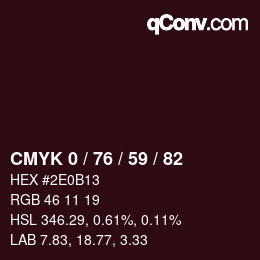 颜色代码: CMYK 0 / 76 / 59 / 82 | qconv.com