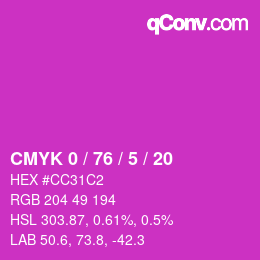 Color code: CMYK 0 / 76 / 5 / 20 | qconv.com