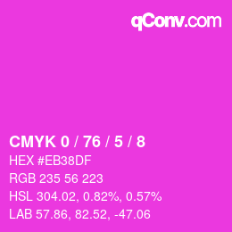 カラーコード: CMYK 0 / 76 / 5 / 8 | qconv.com