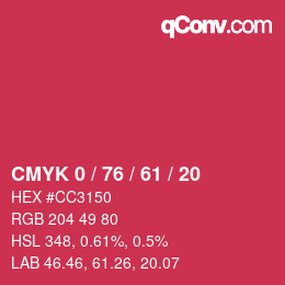 Color code: CMYK 0 / 76 / 61 / 20 | qconv.com