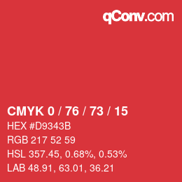 颜色代码: CMYK 0 / 76 / 73 / 15 | qconv.com