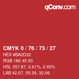 Color code: CMYK 0 / 76 / 73 / 27 | qconv.com