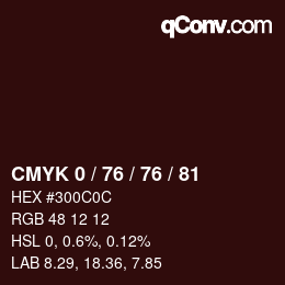 Código de color: CMYK 0 / 76 / 76 / 81 | qconv.com